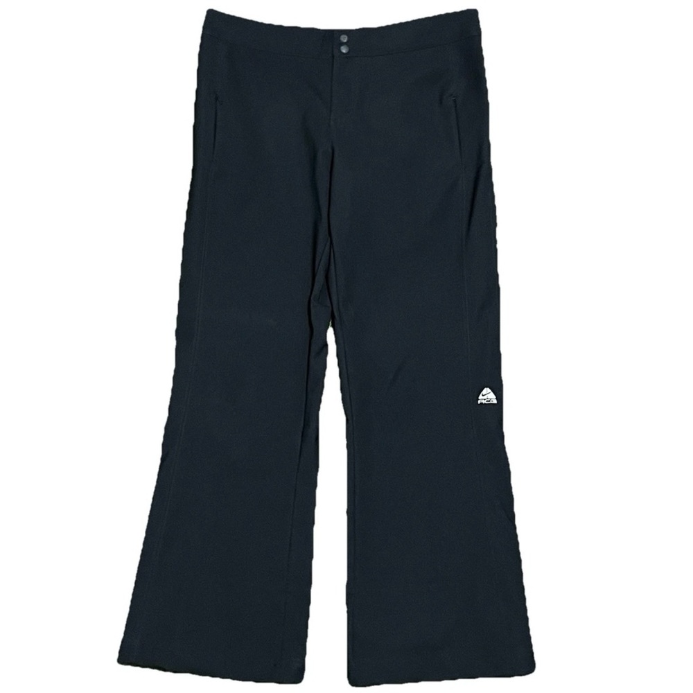 VTG Nike ACG Pants Women L Black Flare Leg Gaiter Style Cuff Fleece Lined Hiking